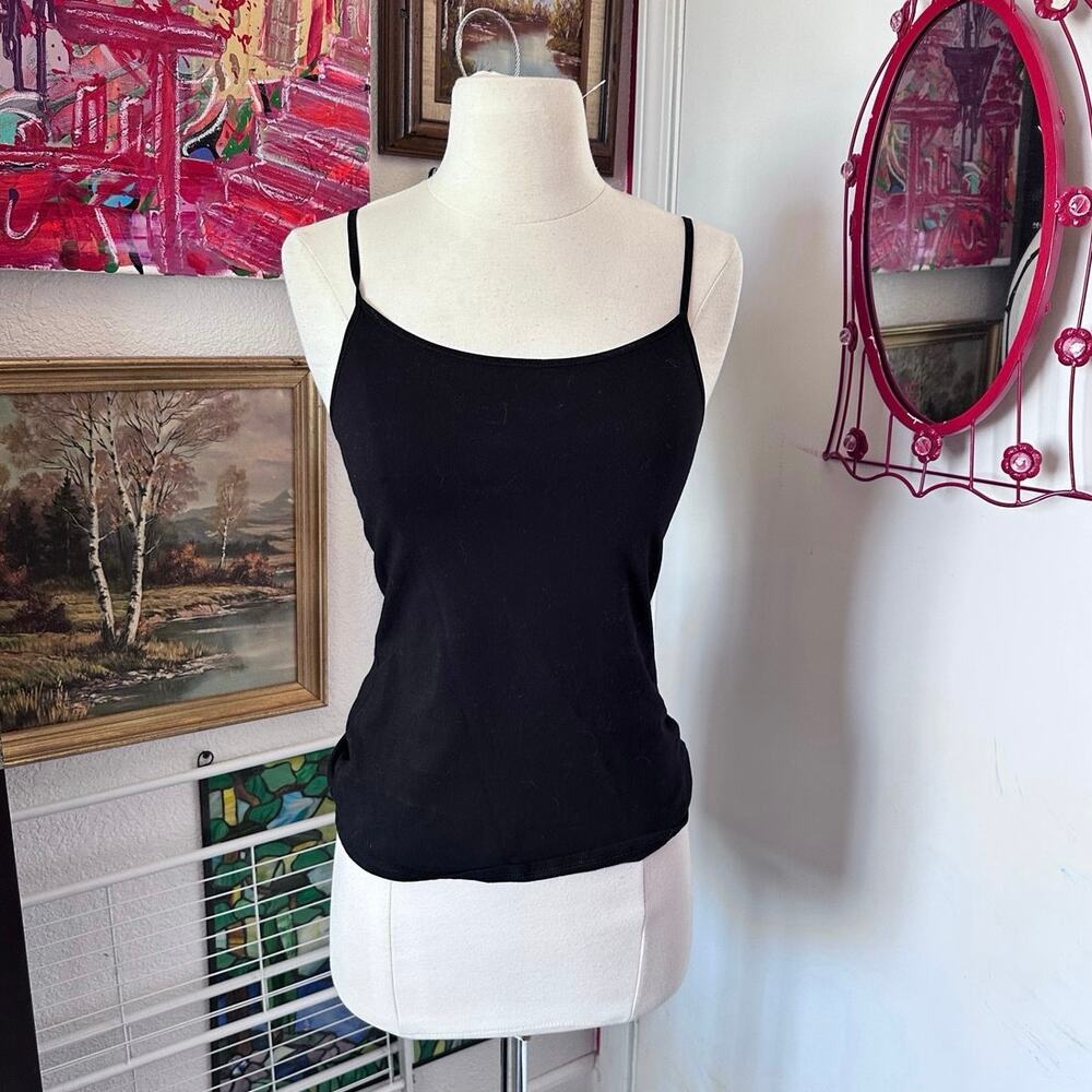 justice black spaghetti strap blank tank top